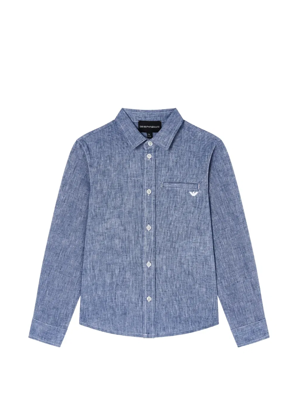 Рубашка с длинными рукавами на пуговицах Emporio Armani Kids, синий