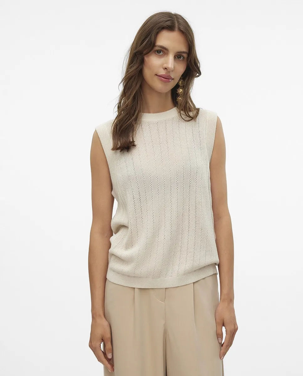 

Женский топ тонкой вязки с рукавами с проймой Vero Moda, белый
