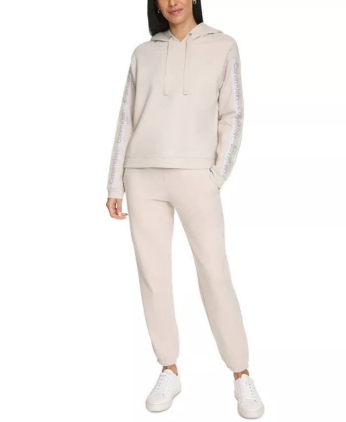 

Женский логотипный худи с полосками Calvin Klein, коричневый