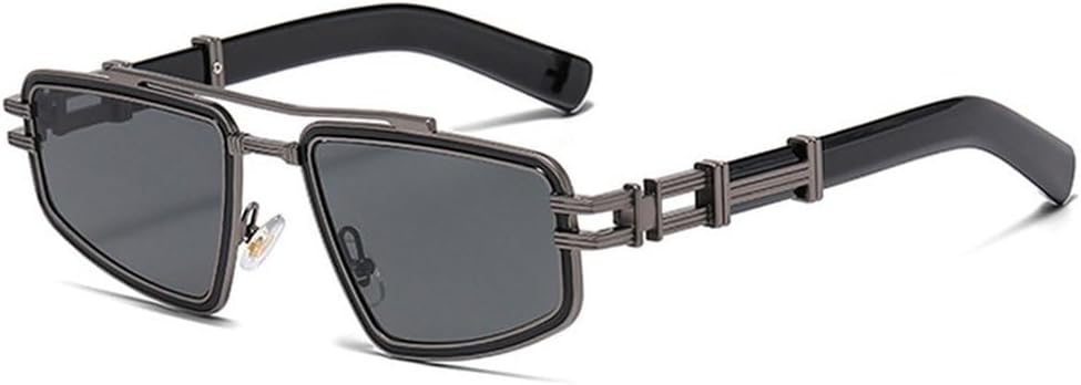 

Мужские солнцезащитные очки в стиле ретро с металлическими двойными перемычками, сине-розовые линзы, защита от ультрафиолета UV400, модные женские солнцезащитные очки в стиле панк SKFGNX, Gun Black Gray