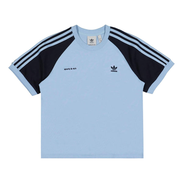 

Футболка (WMNS) adidas Originals x Sporty & Rich T-Shirt 'Light Blue Navy', синий