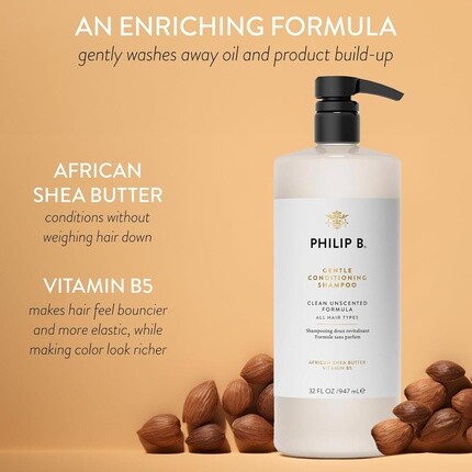 PHILIP B. Gentle Conditioning Shampoo 32 унции. Легкое увлажняющее средство для волос, защищает цвет, придает мягкость и блеск, 2 фунта Philip B — фото 3
