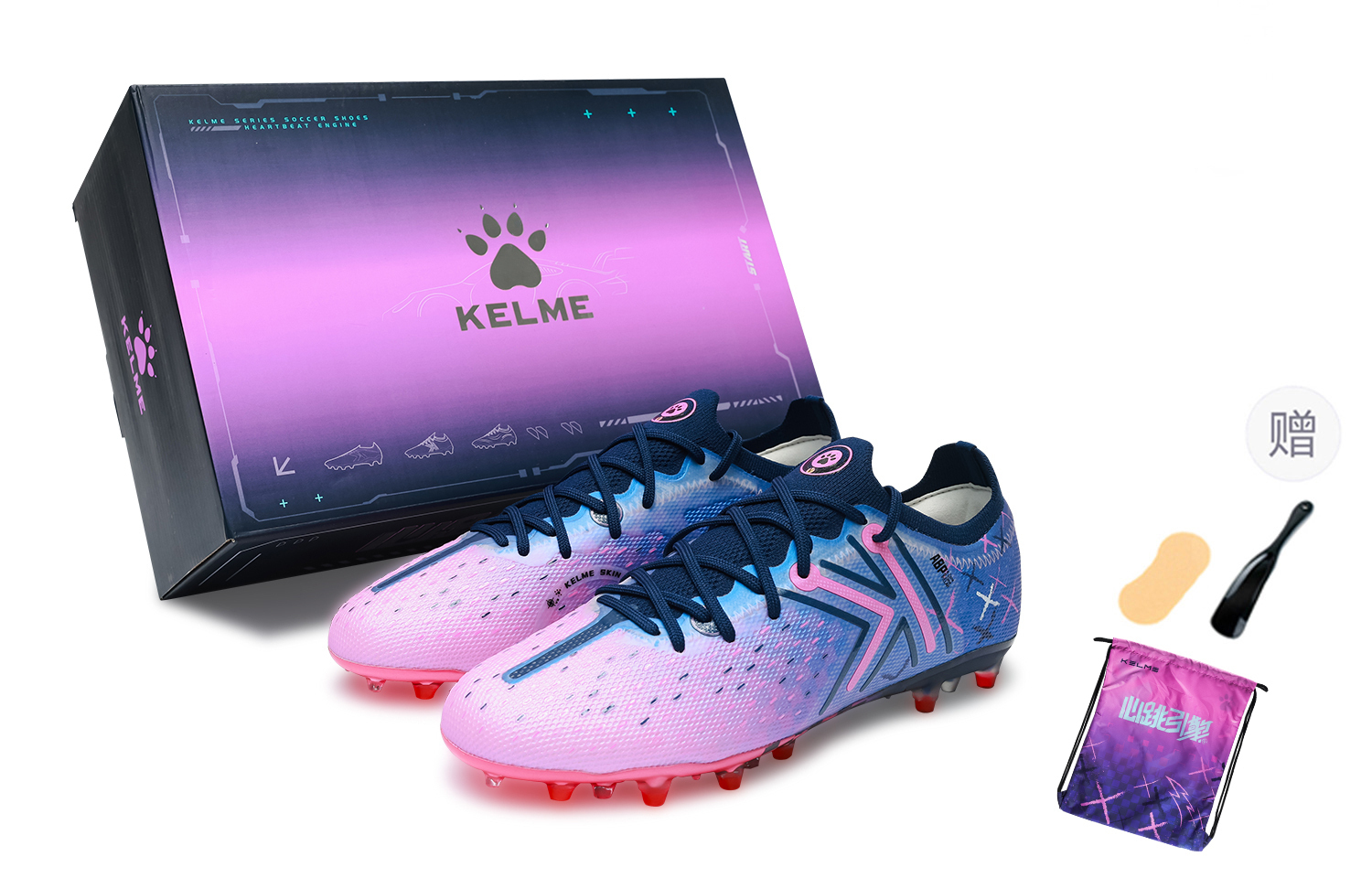 

KELME Джи Ди 5.0 ЭмДжи Мультигрунтовые футбольные бутсы с амортизацией и поддержкой унисекс Тёмно-синий неоново-розовый - Тёмно-синий неоново-розовый (подарок включён)