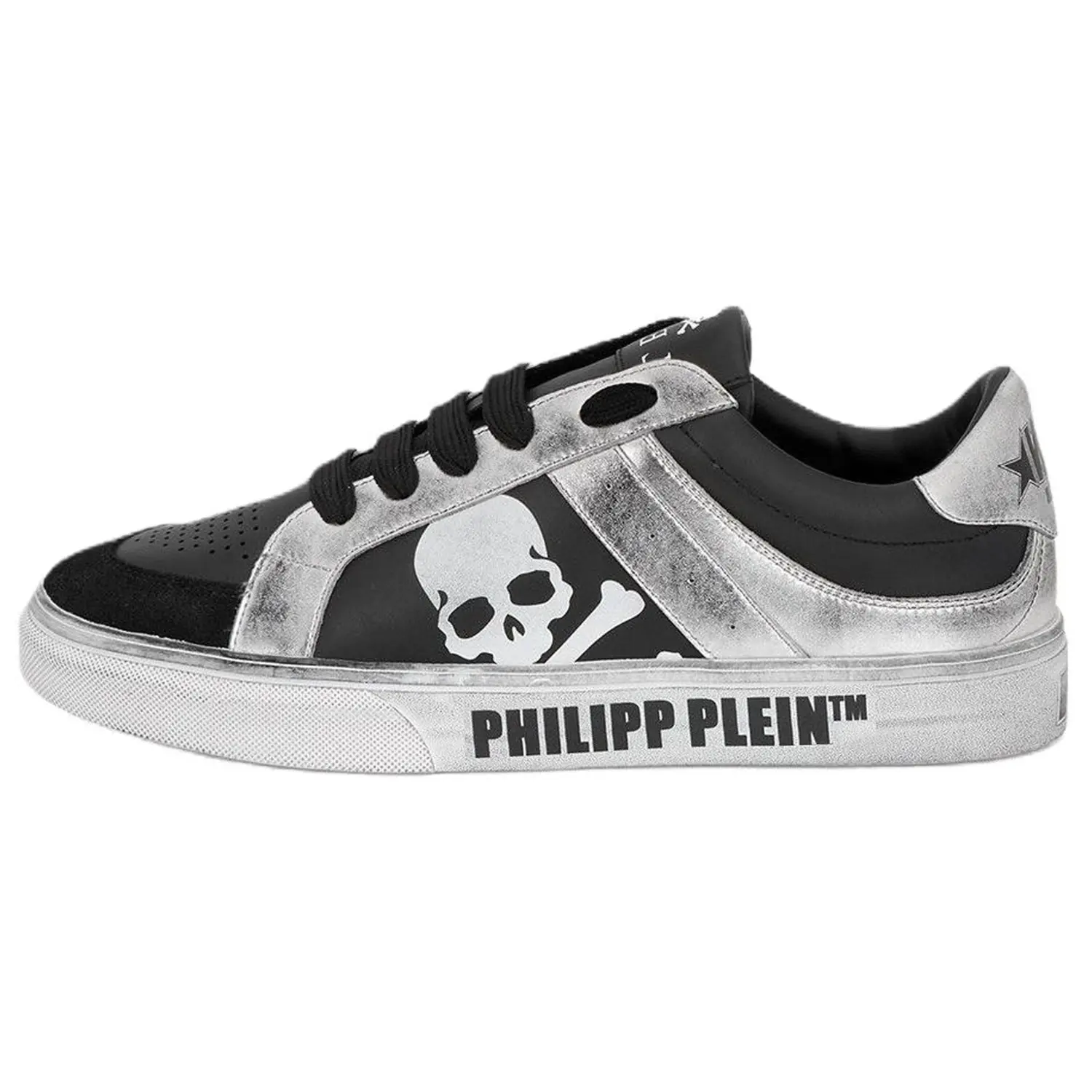 

PHILIPP PLEIN Кроссовки Casual Low Top Unisex из коровьей кожи Black Silver