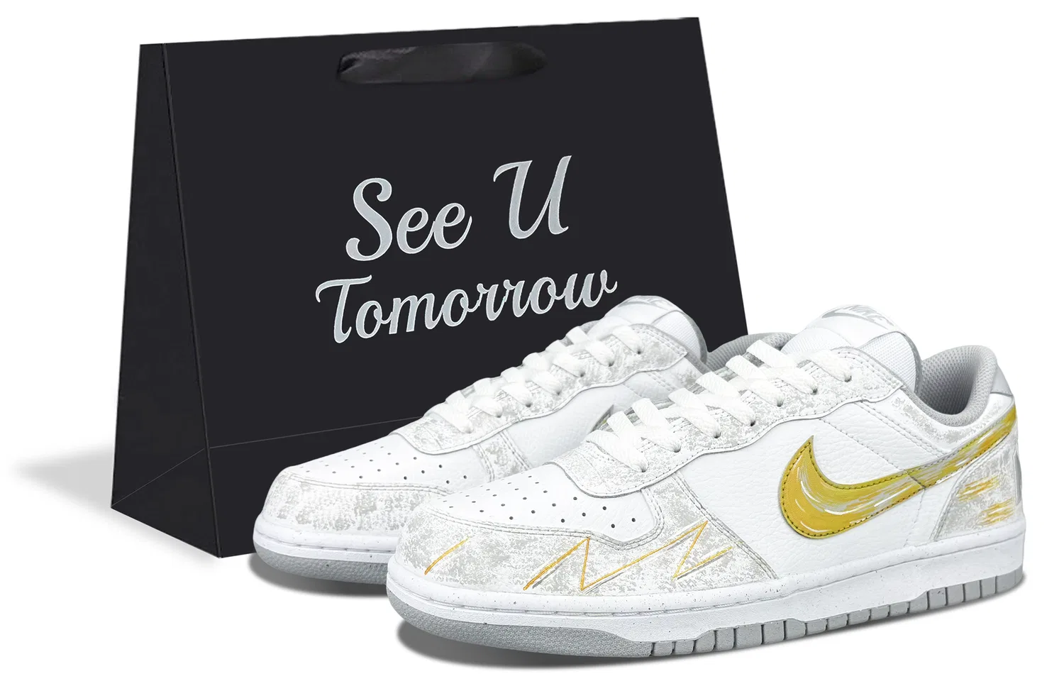 Кроссовки кеды Nike Big Low серо-золотые
