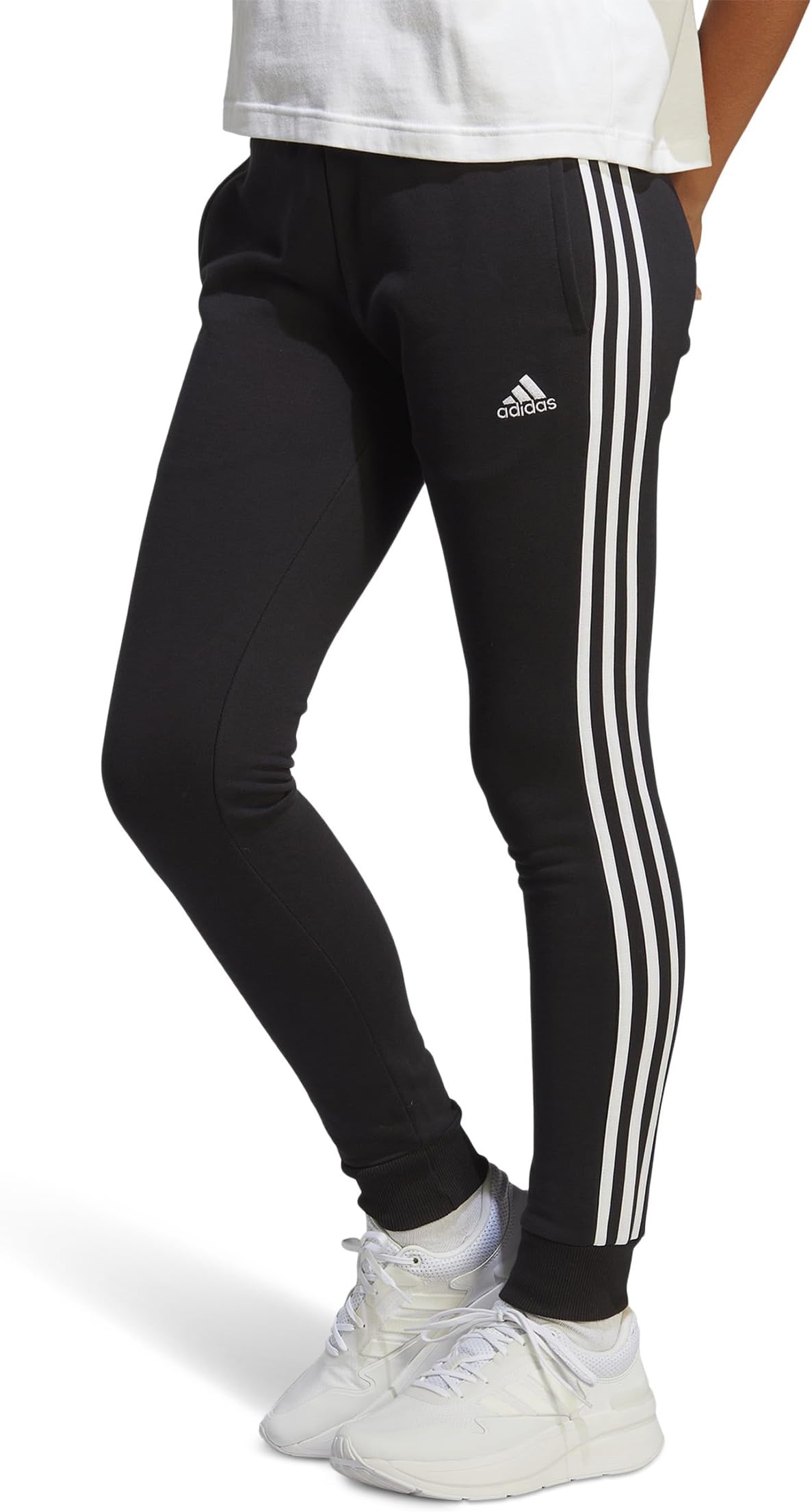 

Брюки adidas Essentials 3-Stripes French Terry Cuffed Pants, цвет Black/White