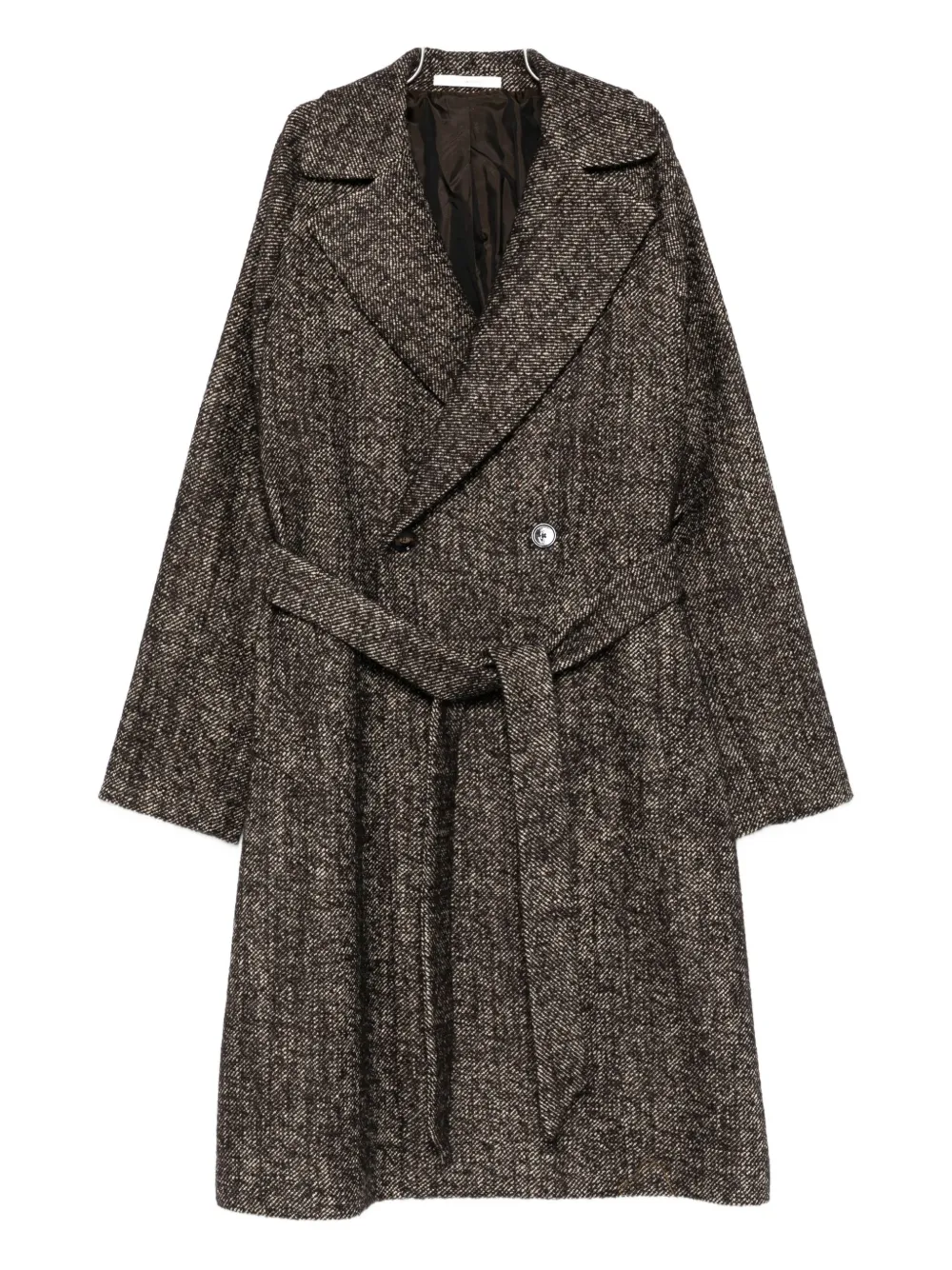 

Пальто с поясом и елочкой Tagliatore, коричневый