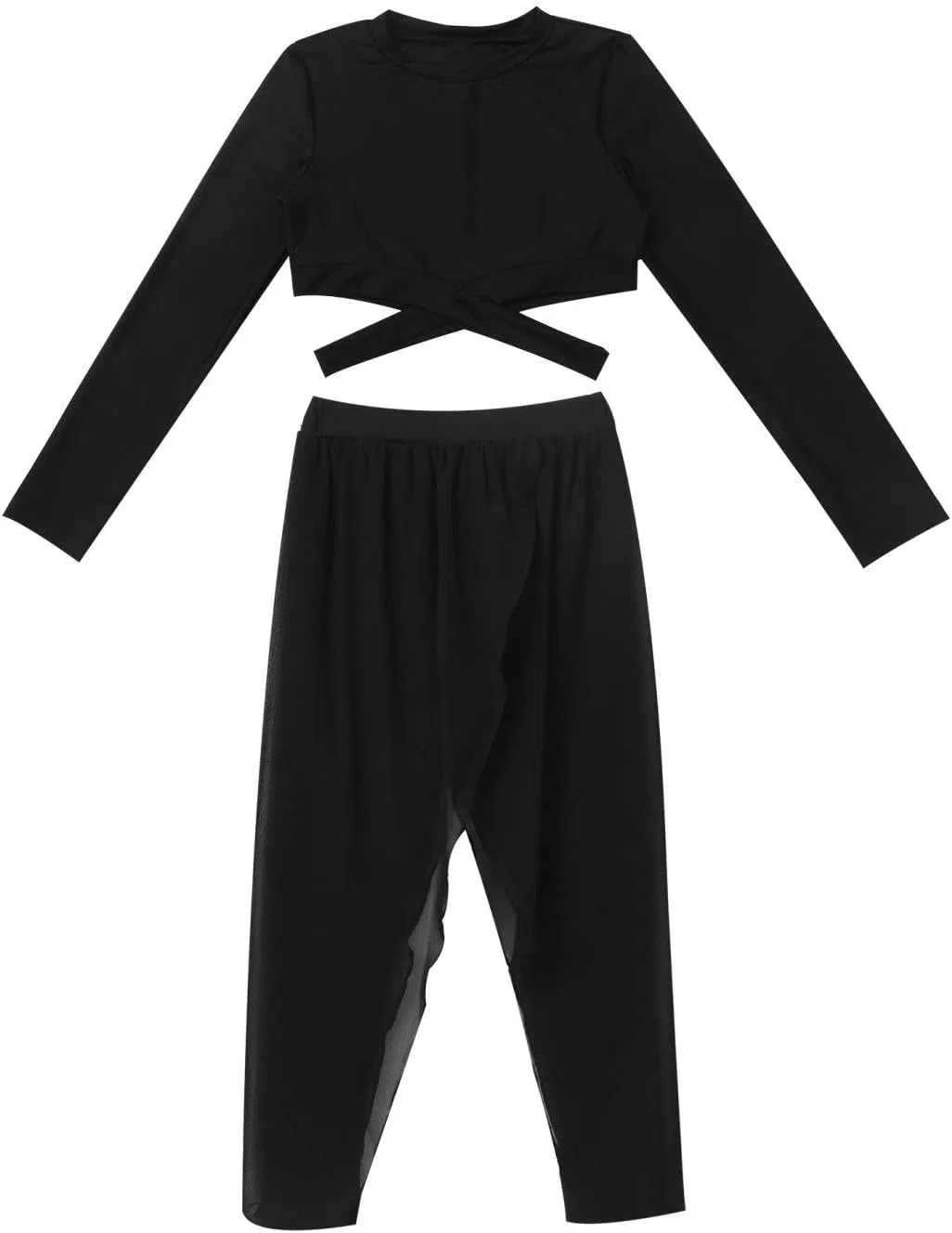 Детский спортивный костюм Mufeng, топ и леггинсы, Long Sleeve Black — фото 3