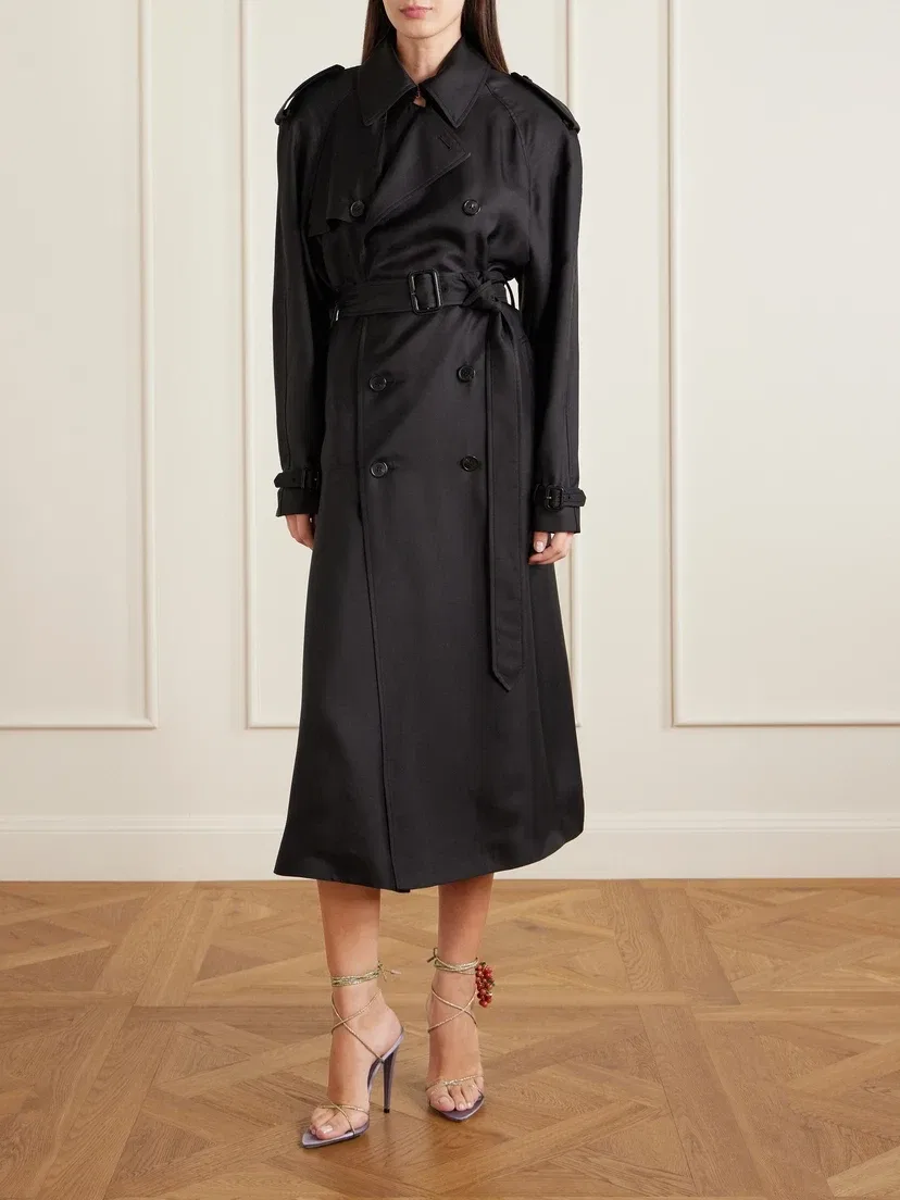 Босоножки из атласа с замшевой отделкой и украшениями SAINT LAURENT, фиолетовый — фото 4