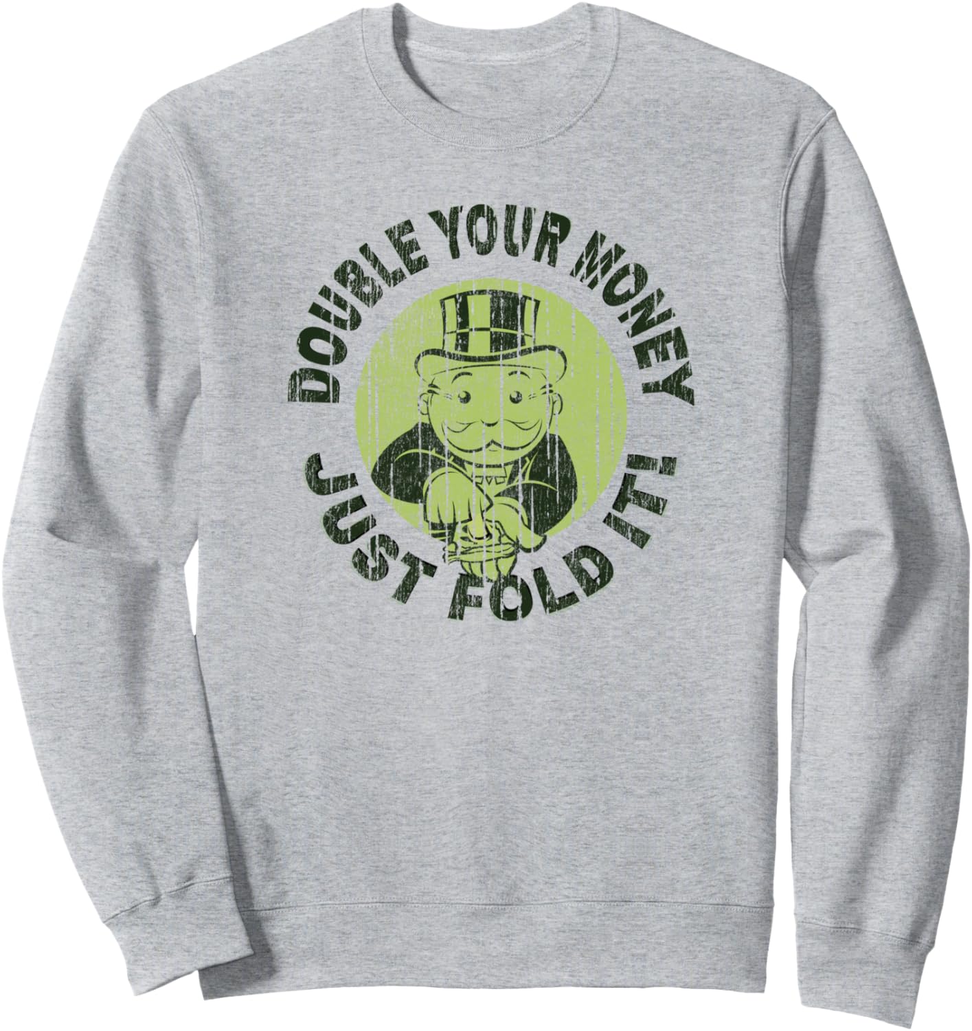 

Монополия. Удвойте свои деньги. Просто сложите это. Винтажная толстовка «Мистер Монополия», синяя Monopoly