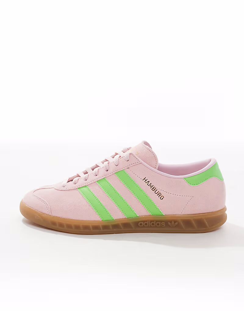 Кроссовки Adidas Originals Hamburg розового и зеленого цвета — фото 2