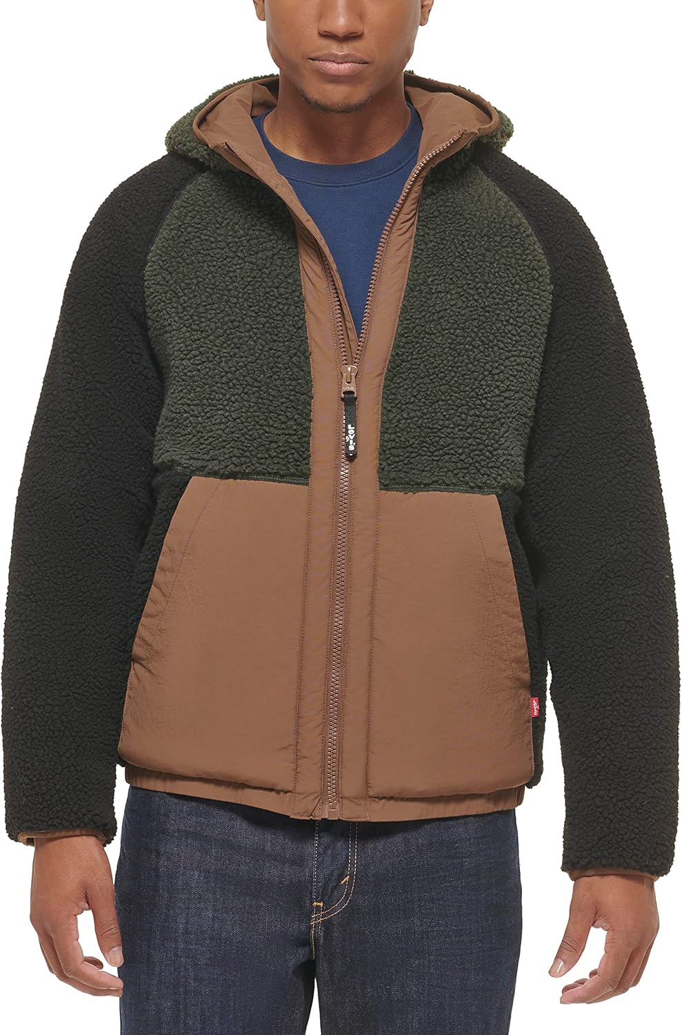 

Толстовка Levi's Men's с капюшоном из шерпы смешанной цветовой гаммы Levi's Men's Mixed Media Color Block, Olive