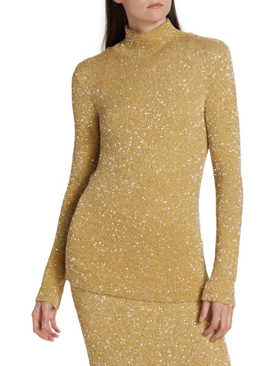 

Вязаный свитер с пайетками Proenza Schouler, цвет Pale Yellow