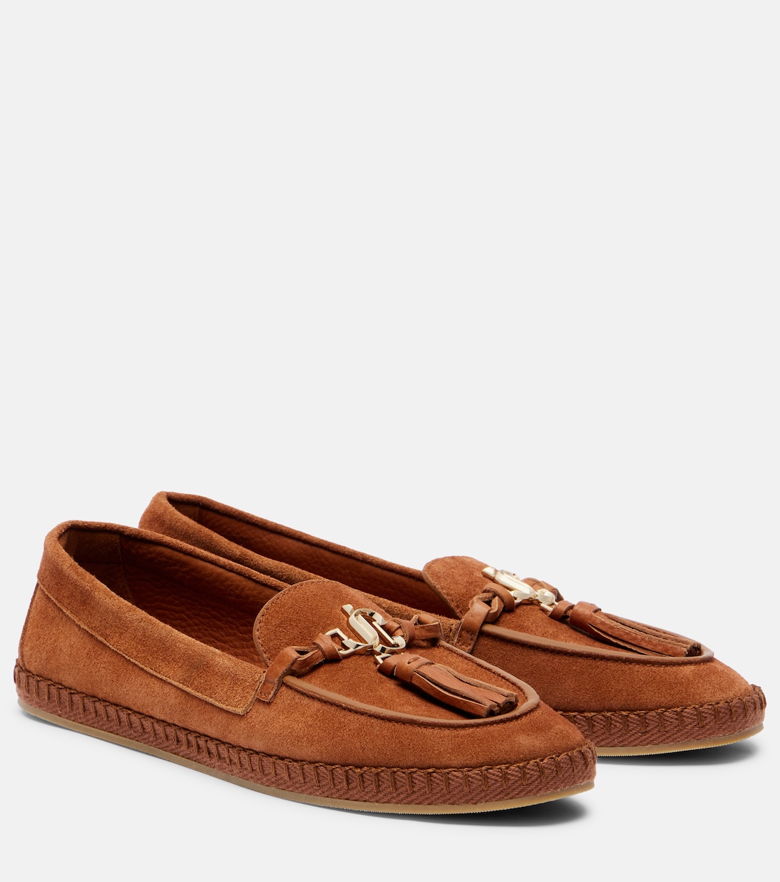 Фабьен замшевые лоферы Jimmy Choo, Tan/Gold