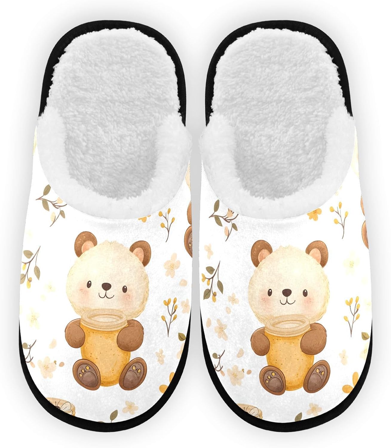 

Милые плюшевые тапочки FENOCHE в виде медведя для женщин и мужчин, теплые и удобные, для путешествий и спа, с нескользящей подошвой, Multicolor