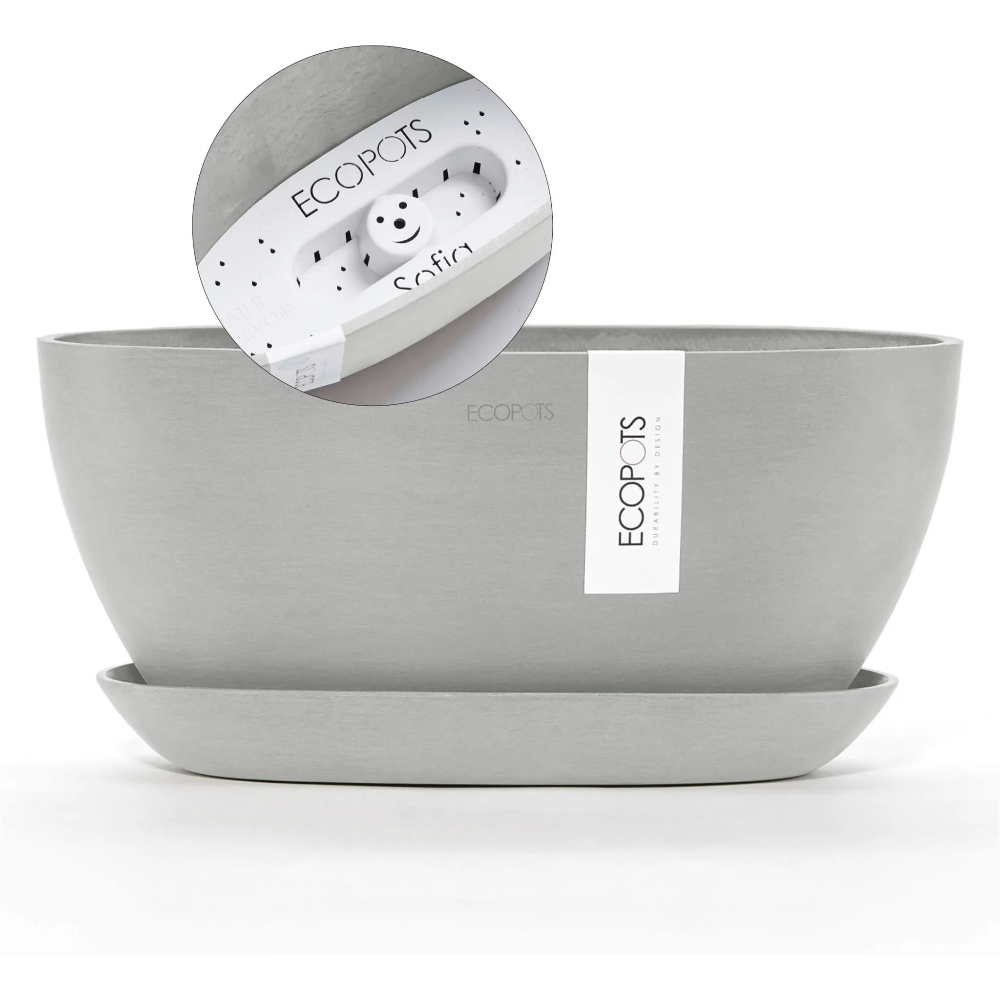 

Цветочный горшок ECOPOTS «София», (набор), с подходящим блюдцем, цвет Weißgrau