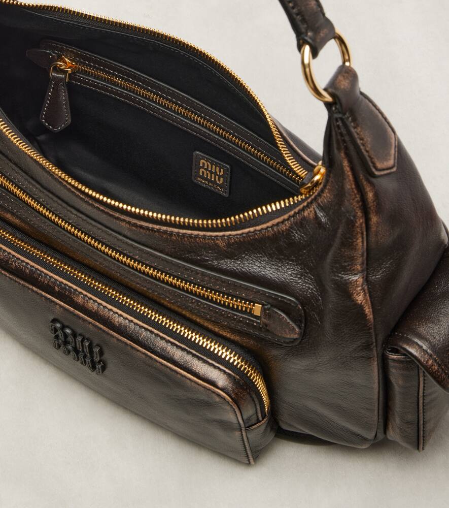 Потёртая кожаная сумка через плечо Miu Miu, Brown — фото 3