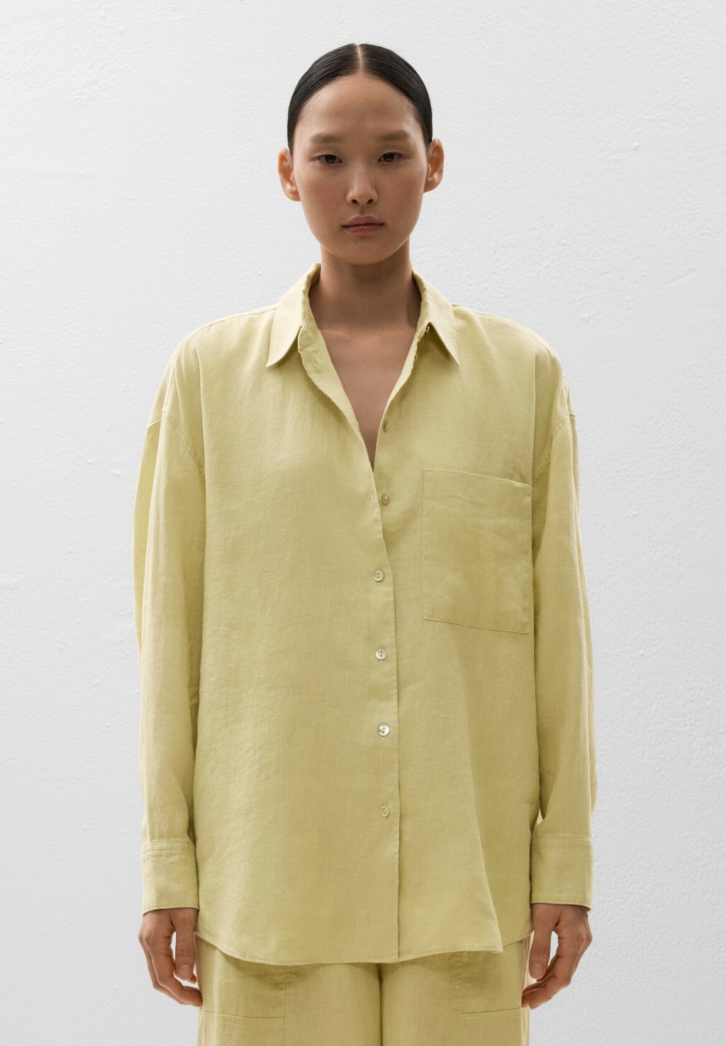 

Рубашка LINEN RELAXED OYSHO, светло-желтый