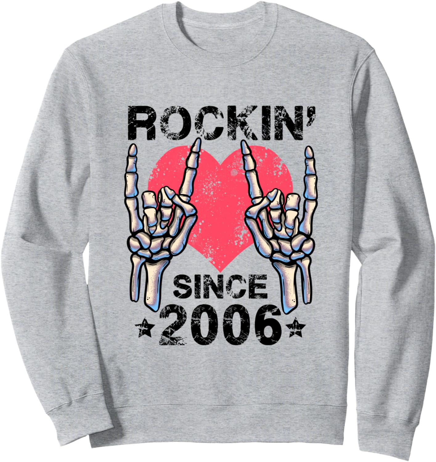 

Рок-н-ролл с 2006 года. Ретро-толстовка в стиле рок-н-ролл Visit Rock And Roll Birthday Shop Rockin Since, серый