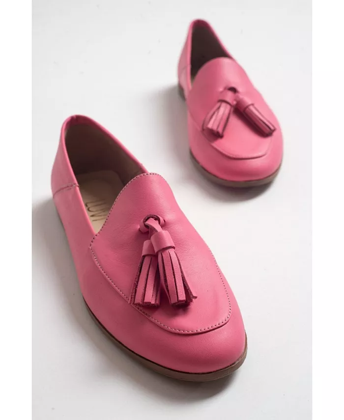 Мягкие кожаные лоферы Mona с кисточками Forever & Always Shoes, розовый