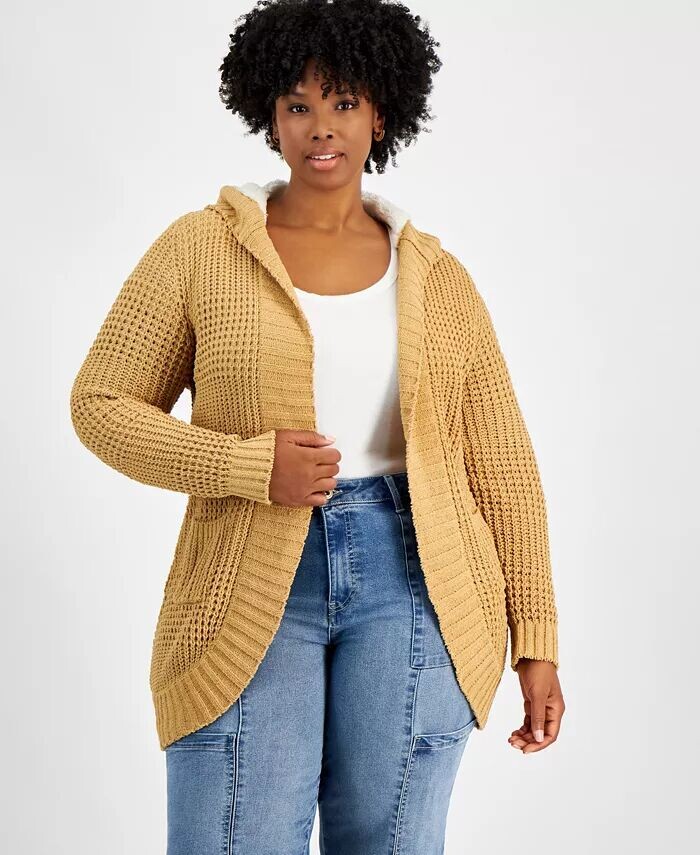 

Кардиган Trendy Plus Fluffy Chenille с капюшоном Derek Heart, белый