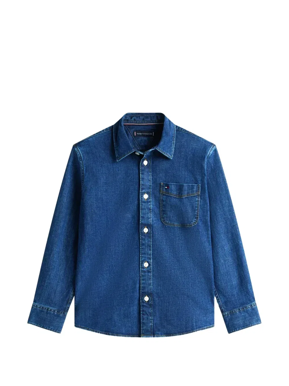 Джинсовая рубашка с нашивкой-логотипом Tommy Hilfiger Junior, синий — фото 2
