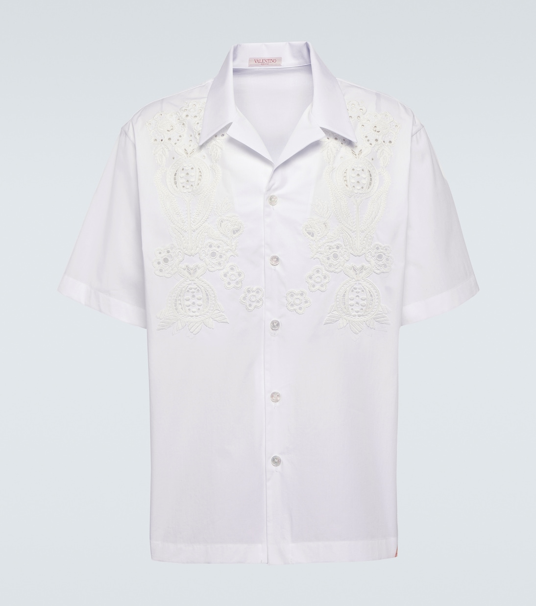 

Рубашка для боулинга из хлопкового поплина с вышивкой Valentino, Bianco