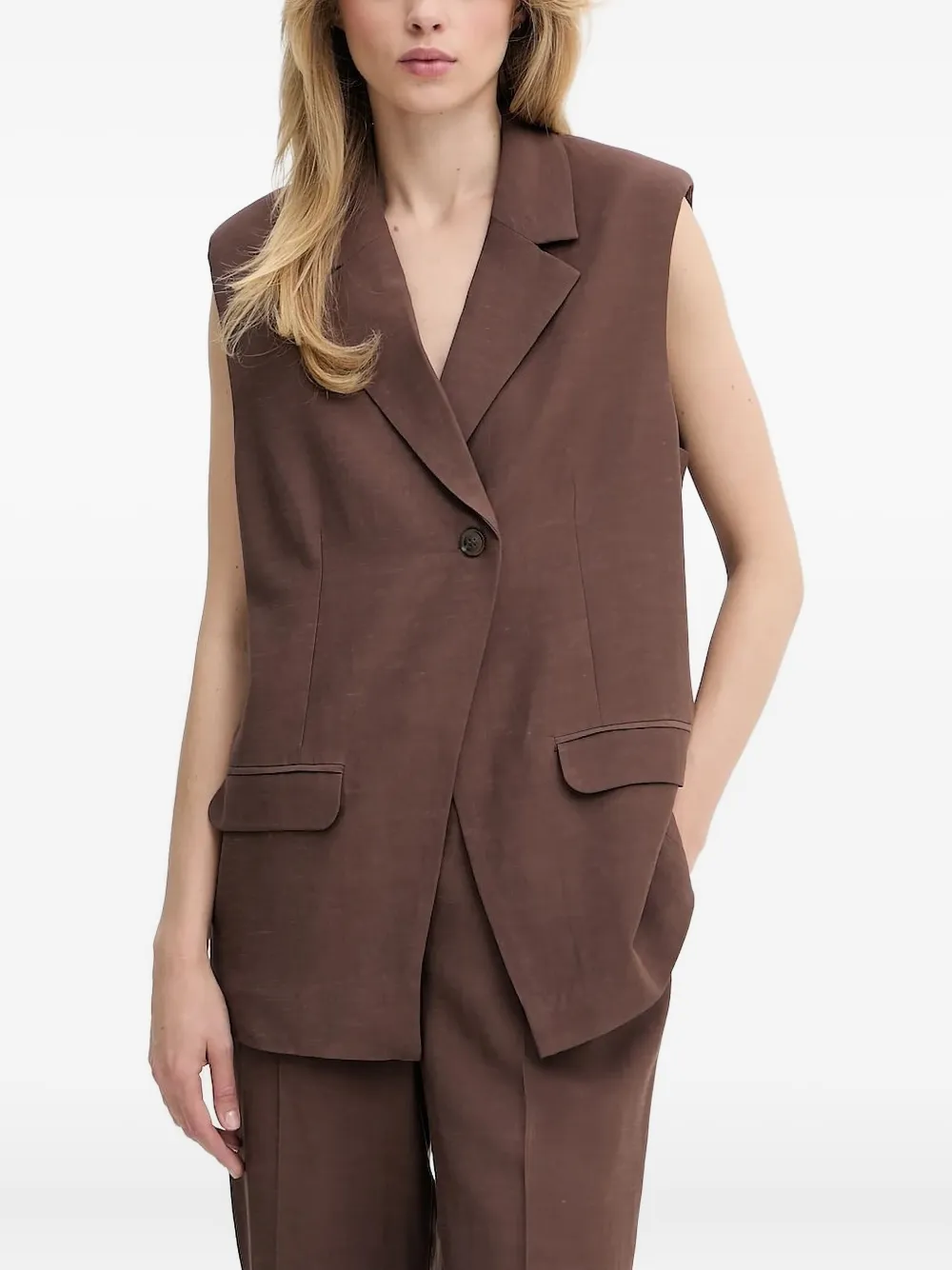 

Блейзер без рукавов с объемными плечами Samsoe Samsoe, коричневый