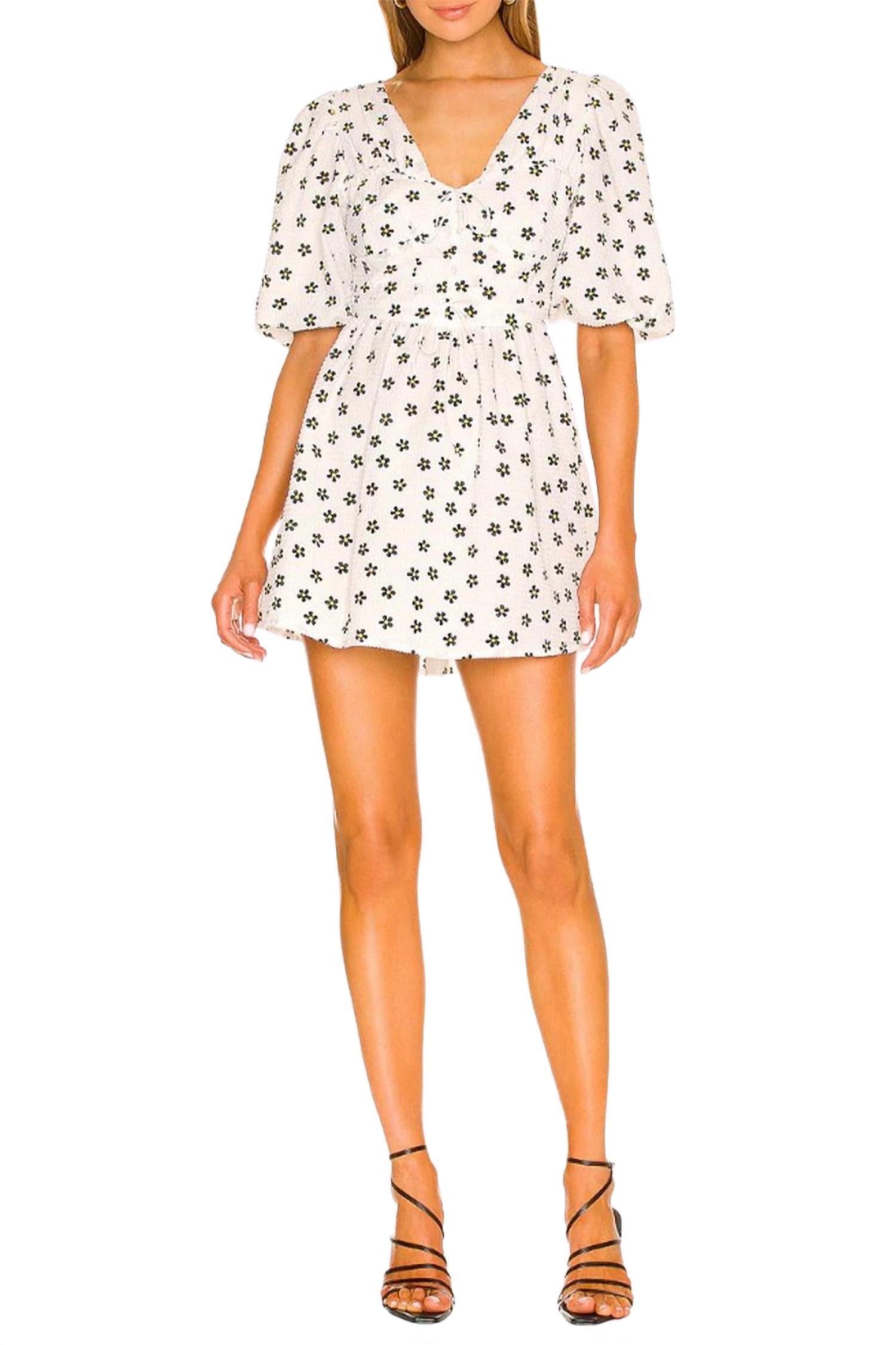 

Конни Дейзи мини-платье из пике в цвете айвори For Love & Lemons, слоновая кость