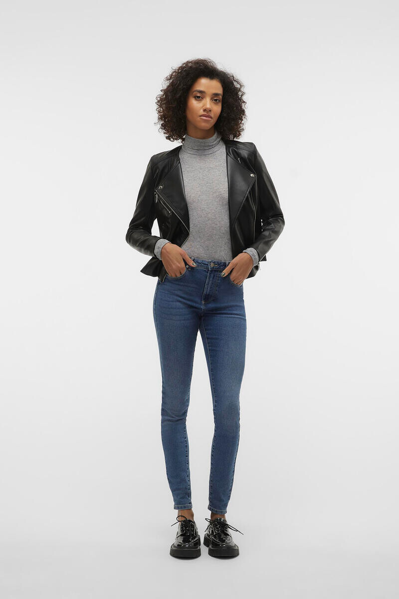 Женская куртка из кожи на молнии Vero Moda, черный