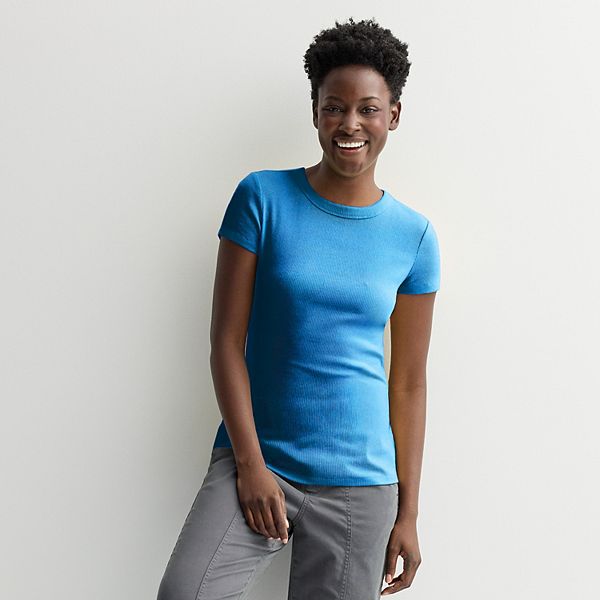 

Футболка с коротким рукавом Petite rib crewneck Sonoma Goods For Life, Cold Shadow