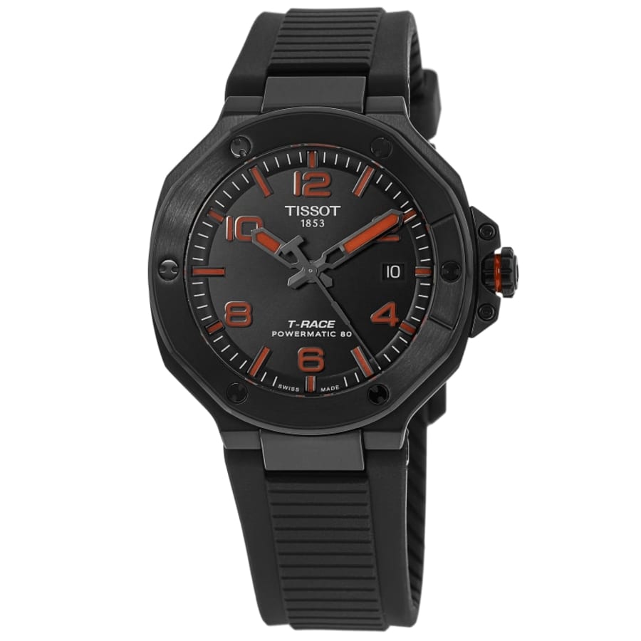 

Tissot T-Race Powermatic 80 Автоматические мужские часы с черным циферблатом и силиконовым ремешком
