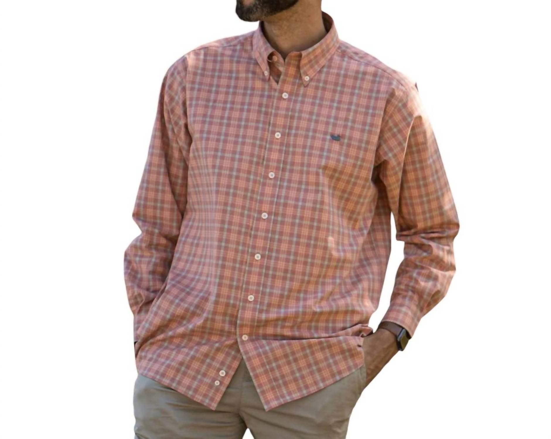 

Рубашка Middleton Windowpane в выцветшем красном/мятном цвете Southern Marsh