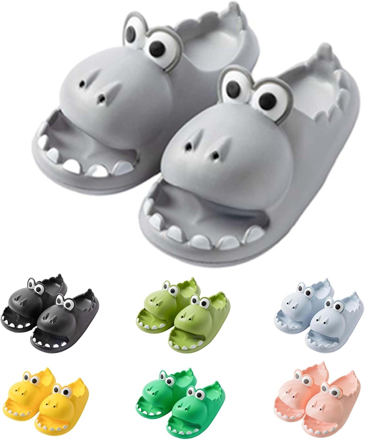 

Мужские и женские шлепанцы с динозавром на подошве с толстой подошвой, противоскользящие для душа, летние пляжные, для бассейна и спа, мягкие экологичные сандалии (10-11(27 см), серый) Znel