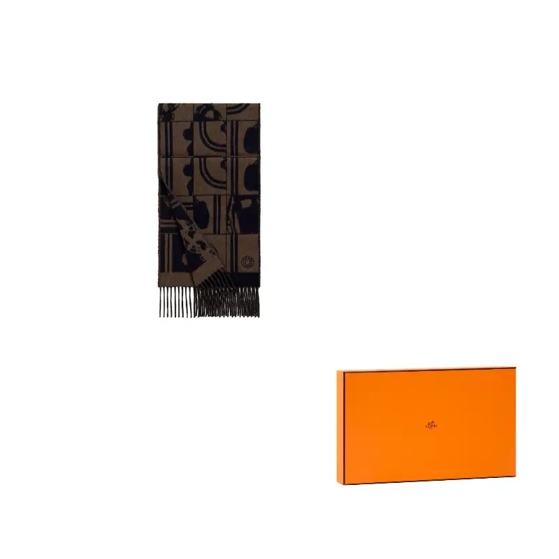 

Кашемировый вязаный шарф Men's HERMES, коричневый