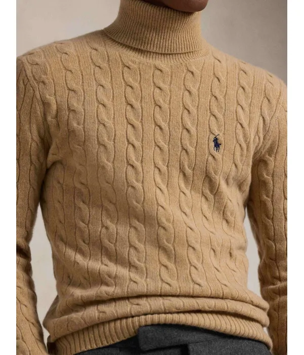 Шерстяная водолазка Slim fit Polo Ralph Lauren, бежевый — фото 4