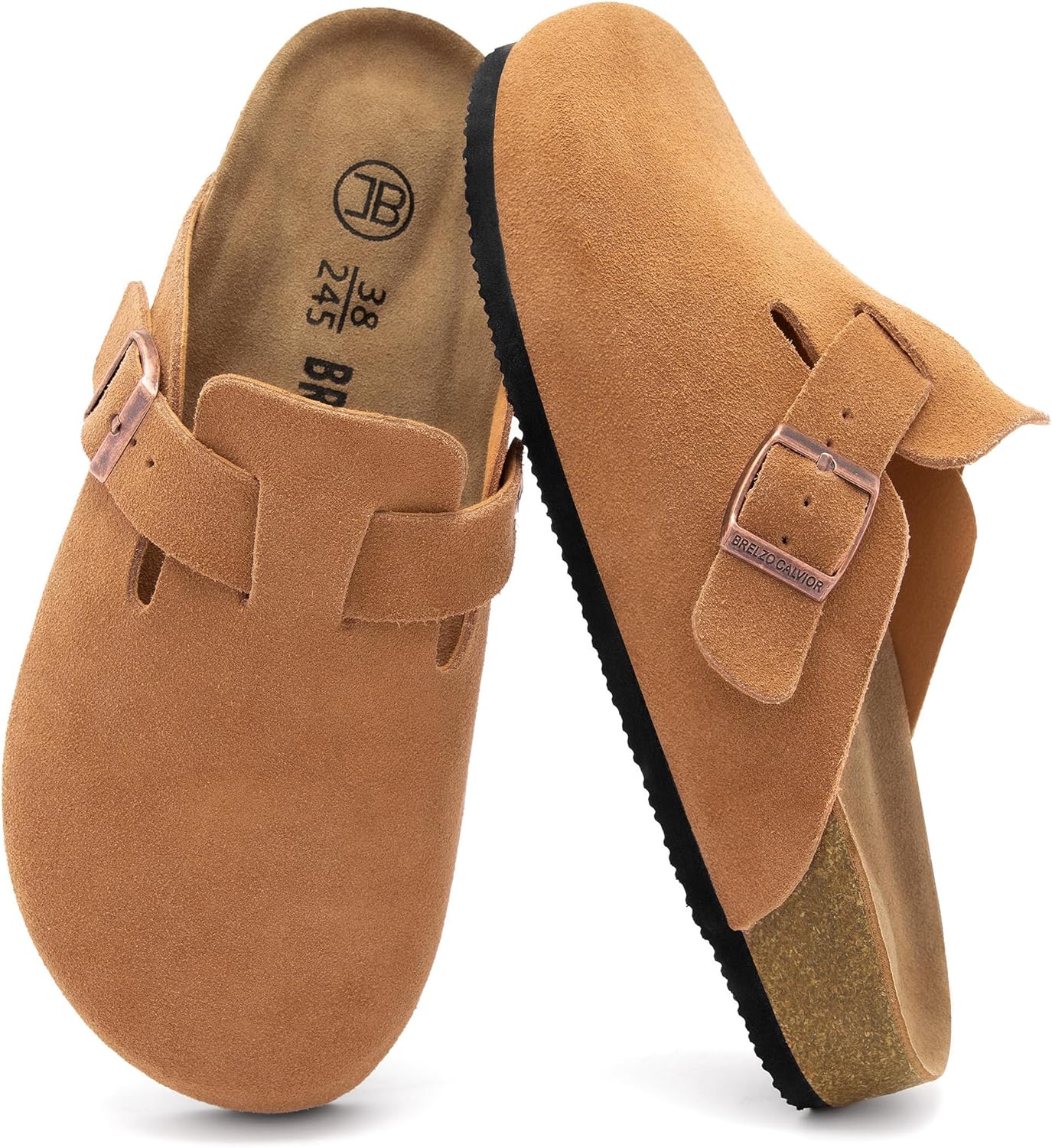 

Женские замшевые сабо, мужские мюли на процесске, противоскользящие ботинки «картошка», с поддержкой свода стопы, с регулируемой пряжкой, для использования в помещении и на улице Brelzo Calvior, коричневый