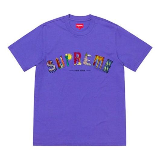 

Футболка ss19 city arc tee dustypurple logo tee Supreme, фиолетовый