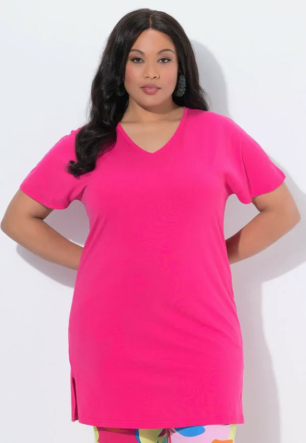 

Базовая футболка vausschnitt flügelhalbarm Ulla Popken, Pink, Розовый, Базовая футболка vausschnitt flügelhalbarm Ulla Popken, Pink