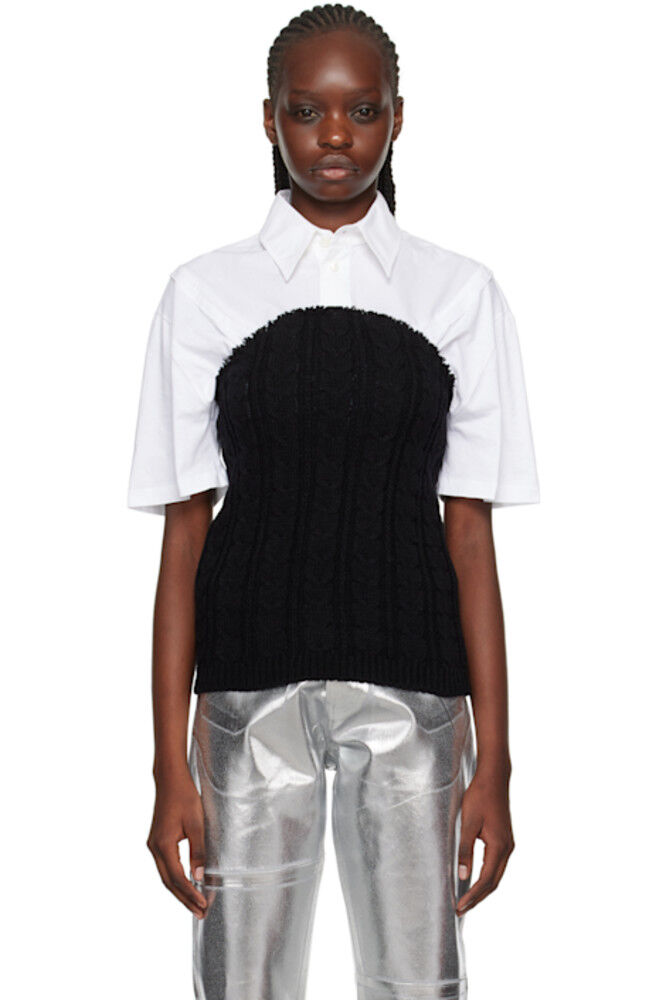 

Черный топ-труба с бахромой по краям MM6 Maison Margiela
