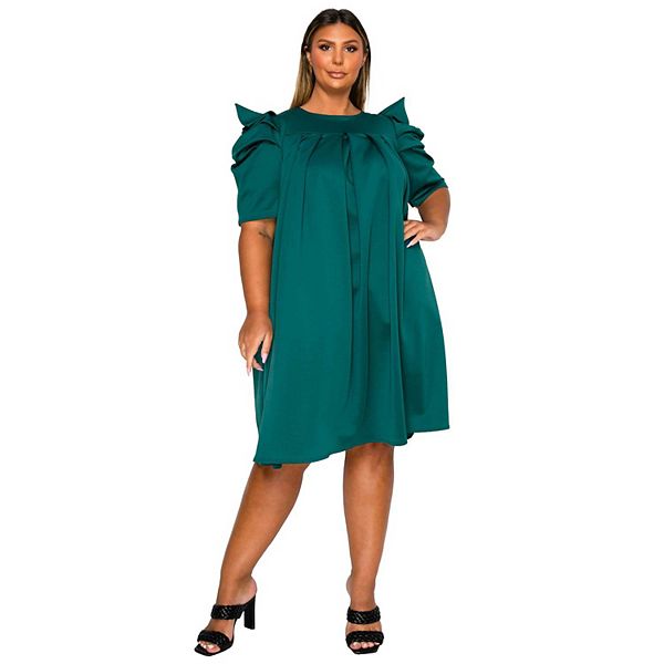 

Платье Zaya со складками и расклешенным подолом Plus Size L I V D, Emerald