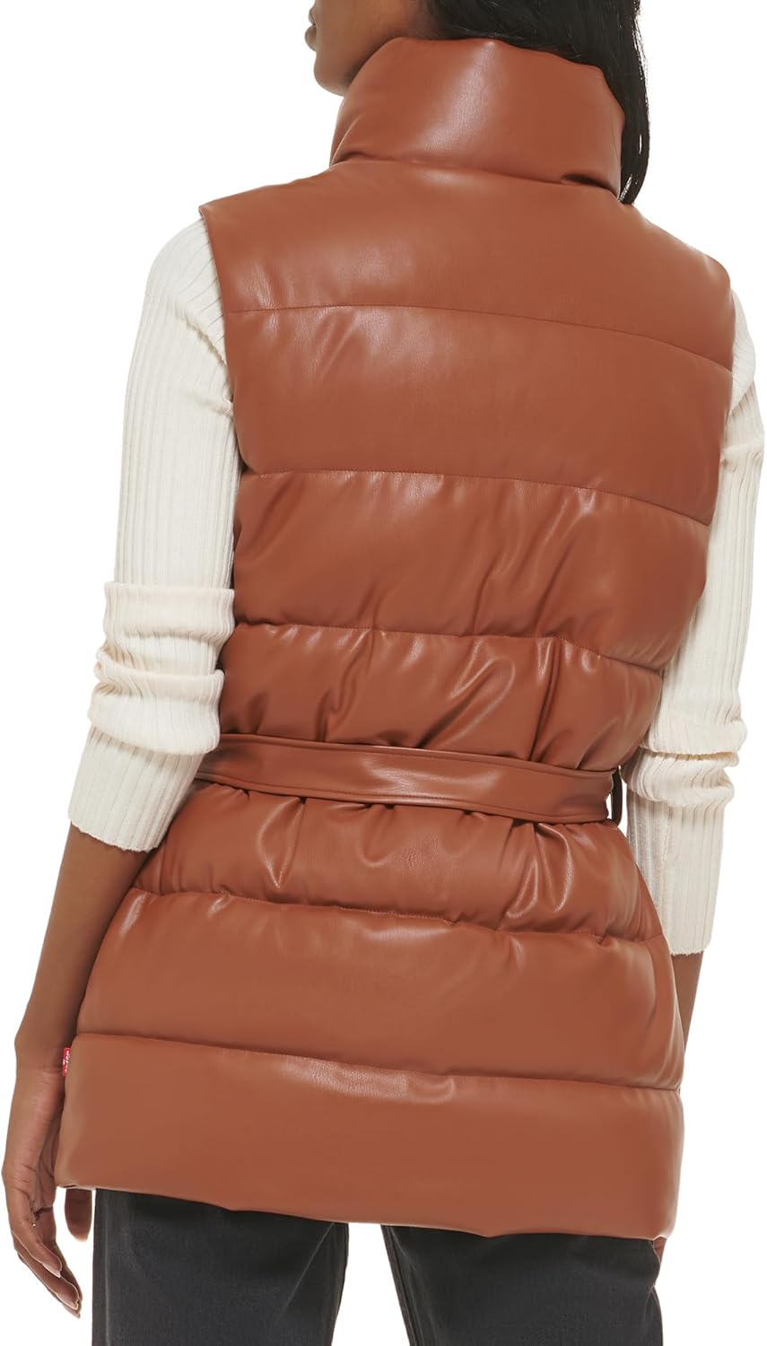 Женский жилет Levi's больших размеров из веганской кожи, Camel With Belt — фото 4