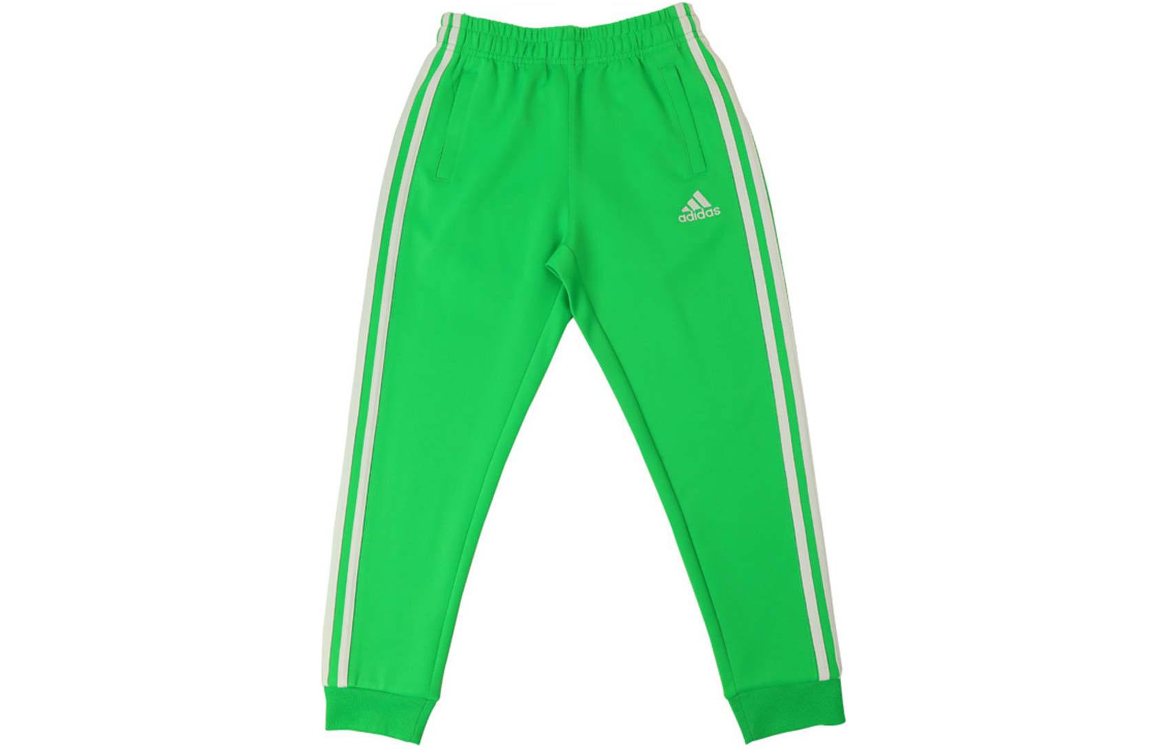 Детские вязаные спортивные штаны Adidas, зеленые белые — фото 2