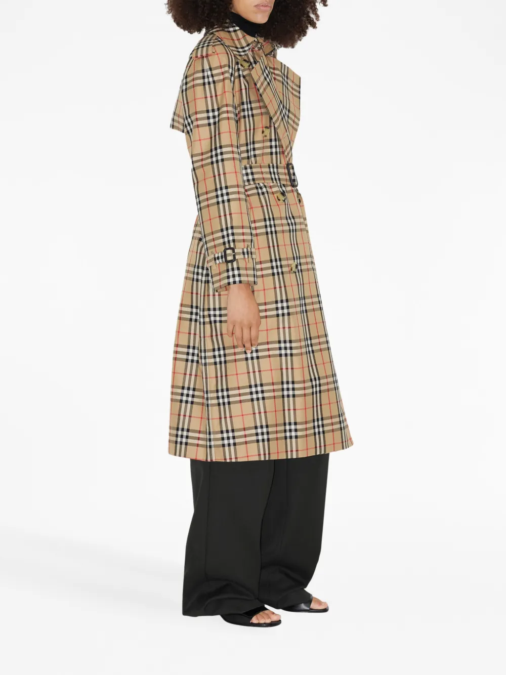 Тренч Burberry, женский, нейтральный, клетчатый — фото 3