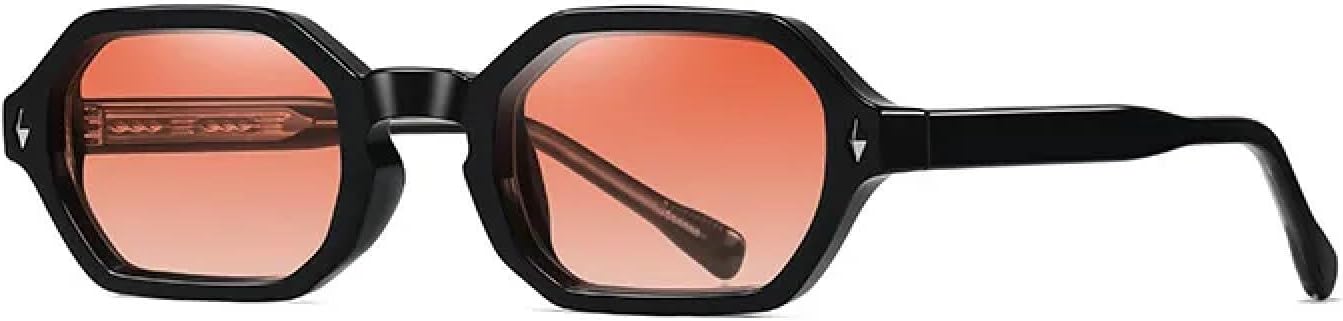 

Солнцезащитные очки в винтажной шестиугольной оправе, маленькие, для женщин и мужчин, роскошные, популярные, в стиле панк, с заклепками, для вождения TVTBBVV, Black Orange Red