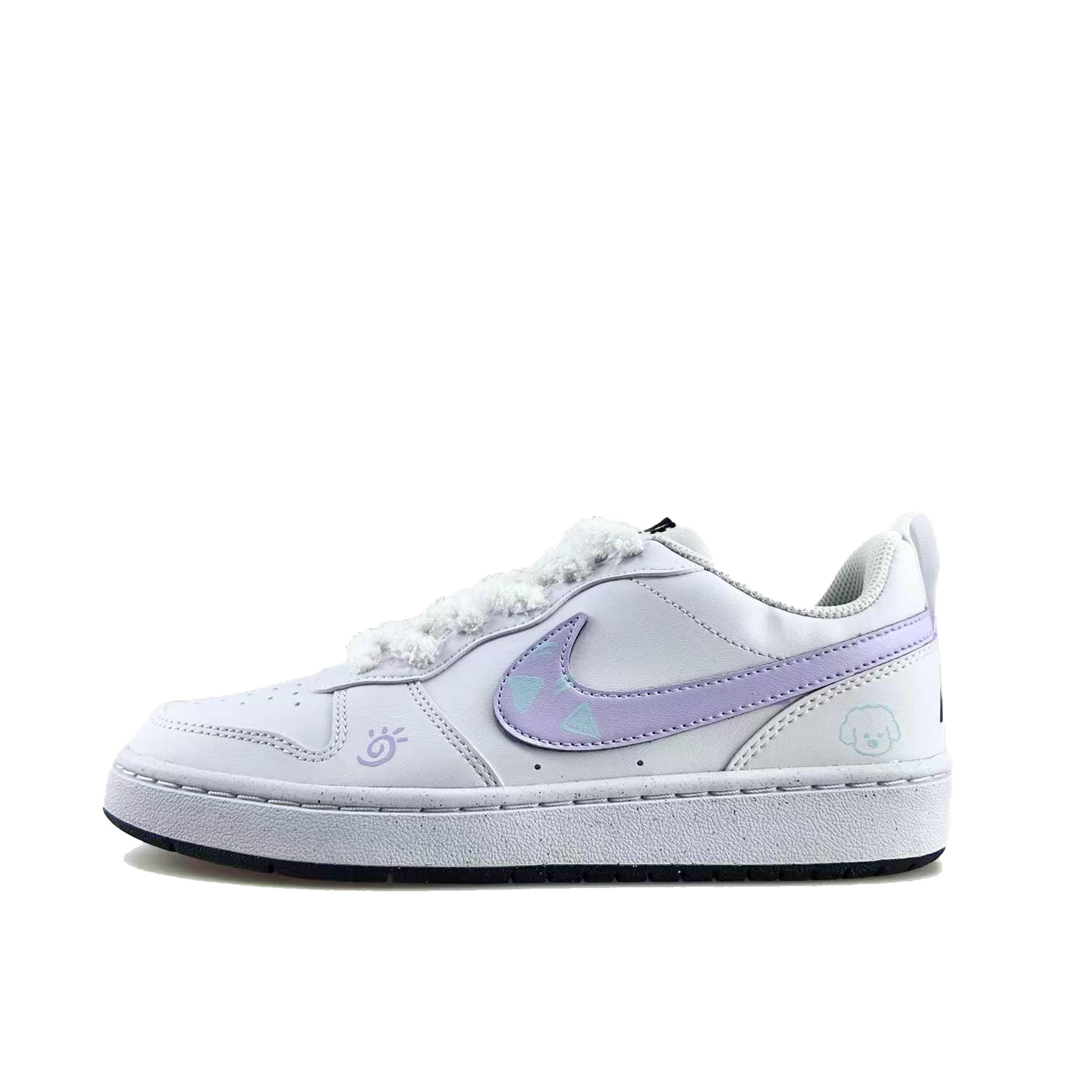 

Nike Кроссовки Court Borough Cashmere Purple Puppy Abrasion Resistant Low top Skateboard Shoes Light Blue Purple Kids'