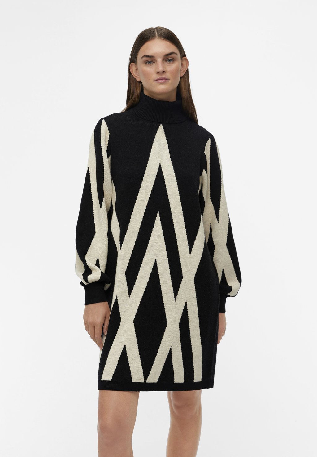 

Платье Object OBJRAY L S ROLLNECK AOP NOOS, черный