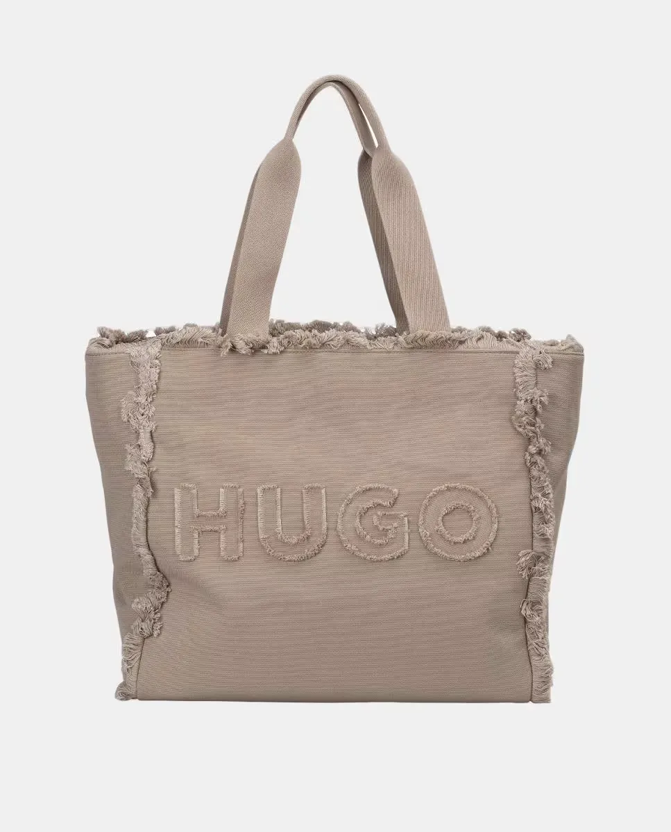 

Сумка-шоппер из ткани canvas с двумя ручками Hugo, коричневый