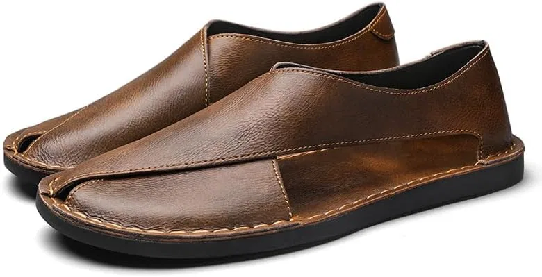 Мокасины кожаные Loafers, коричневый SLYHONG