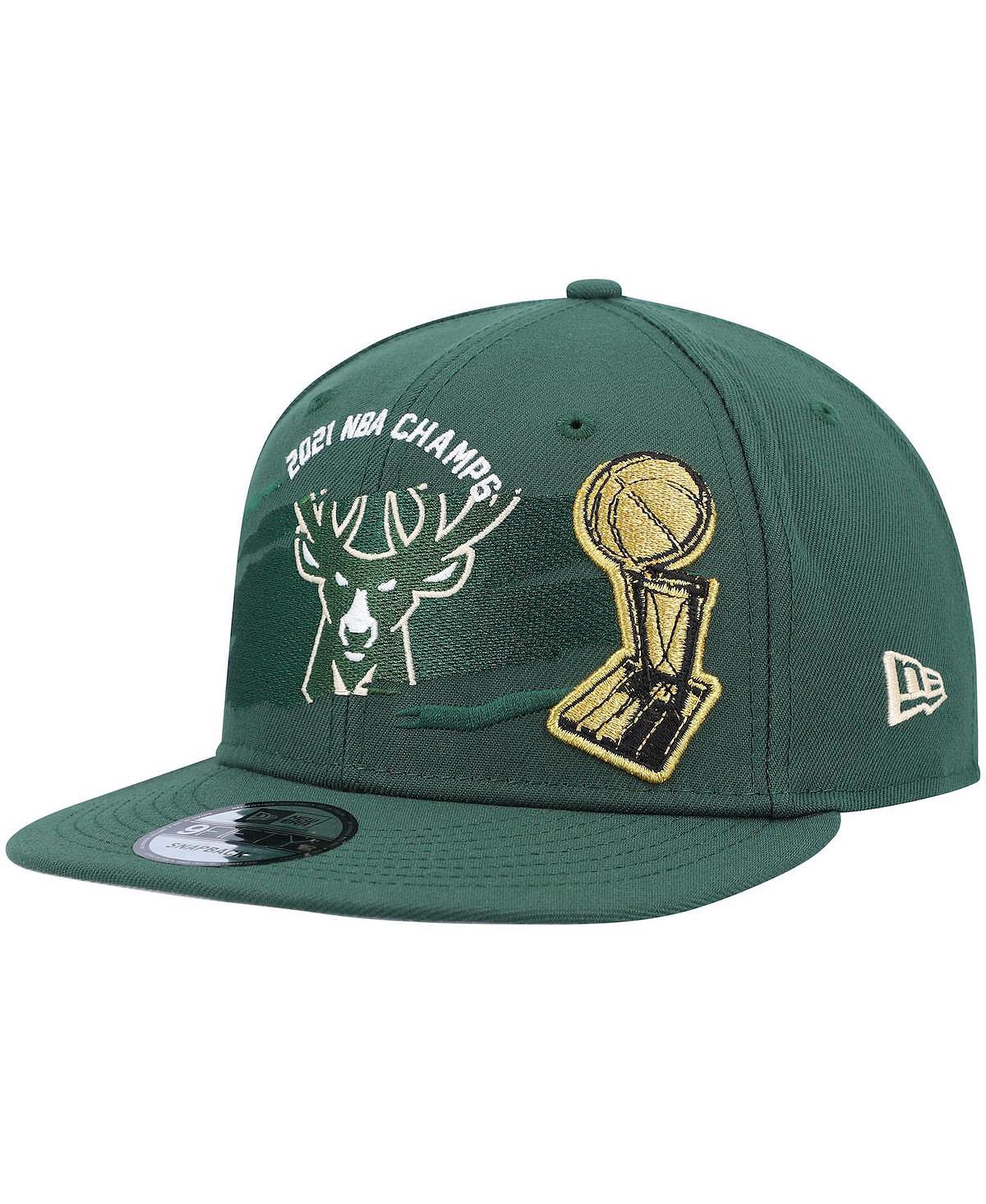 

Мужская кепка Hunter Green Milwaukee Bucks 2021 NBA Finals Champions Tear On The Court 9Fifty Snapback Hat New Era